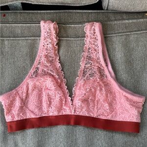 Aerie XL Lace Bralette with Contrast Band - Pink